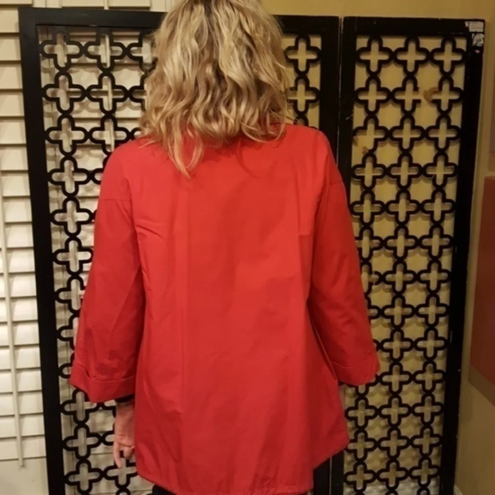 VINTAGE DVF RED 100% COTTON FRONT POCKETS  COAT/RAIN‎ COAT